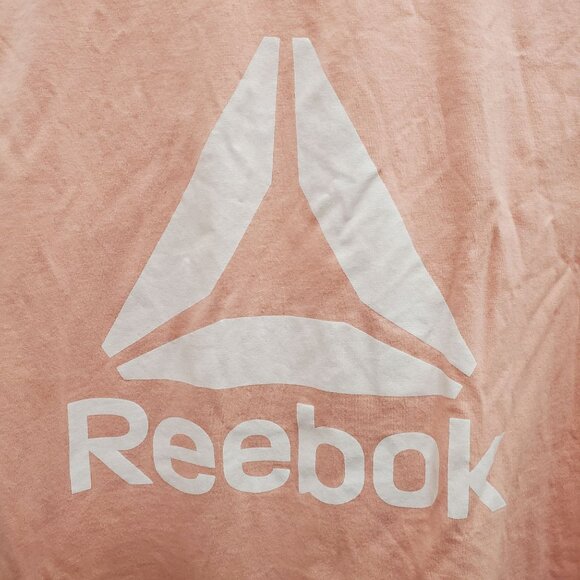 Reebok Woman's Peach White Brand Logo Hi Low Cropped Athletic Tee Plus Size XXXL - Picture 2 of 4